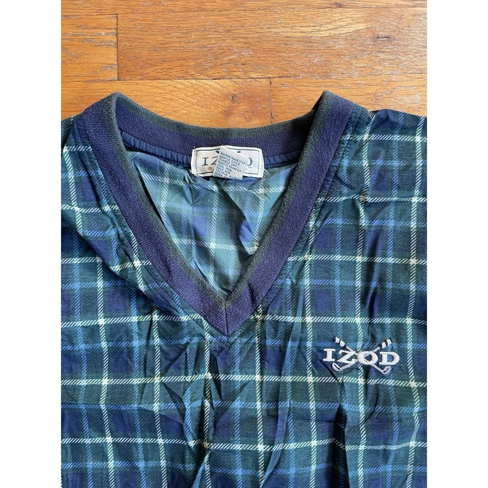 VINTAGE Izod Golf Vest Mens XL Tartan Plaid Sleeveless V Neck Pullover Outdoor